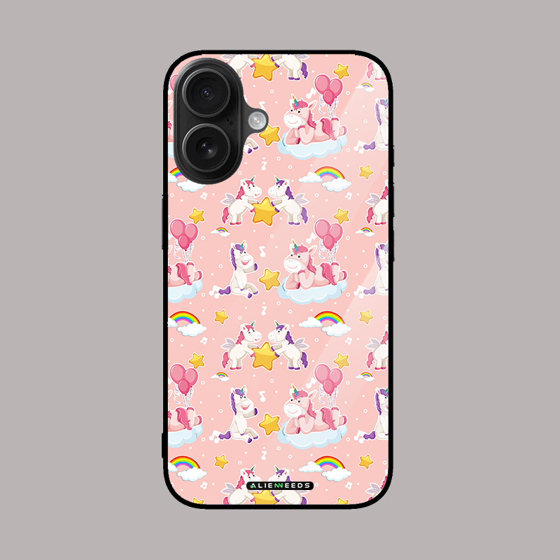Unicorn seamless pattern mobile phone cover – cute glass case.
