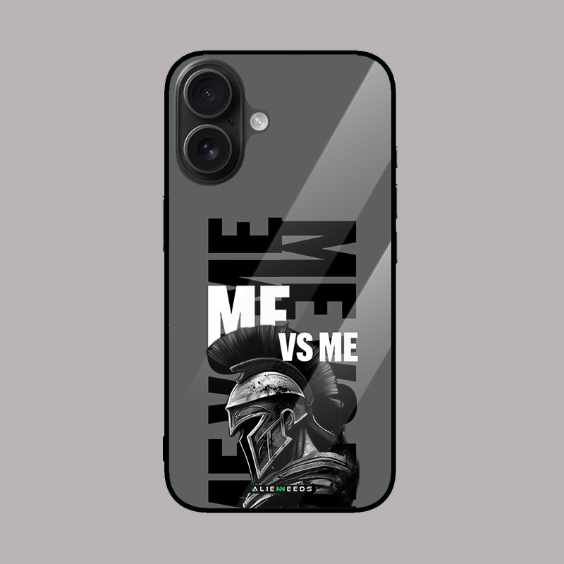 Me vs Me glass phone case by alienneeds – motivational design.