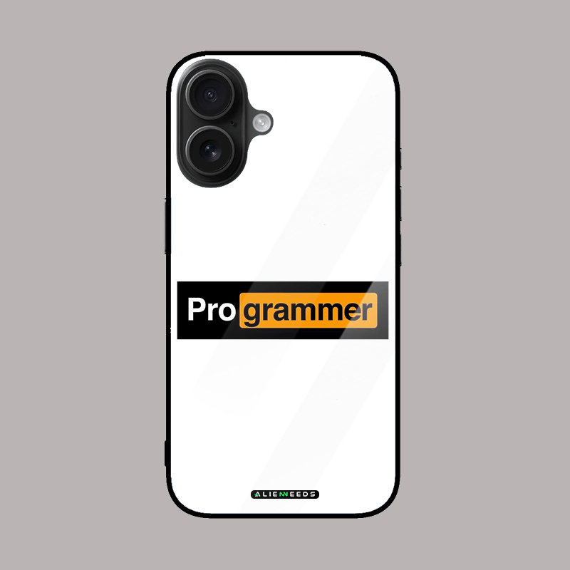Pro-grammer glass phone cover – tech-inspired case.
