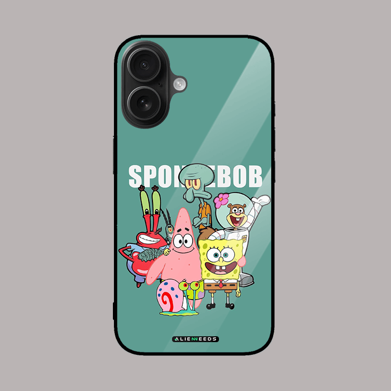 SpongeBob team mobile phone cover – colorful glass case.
