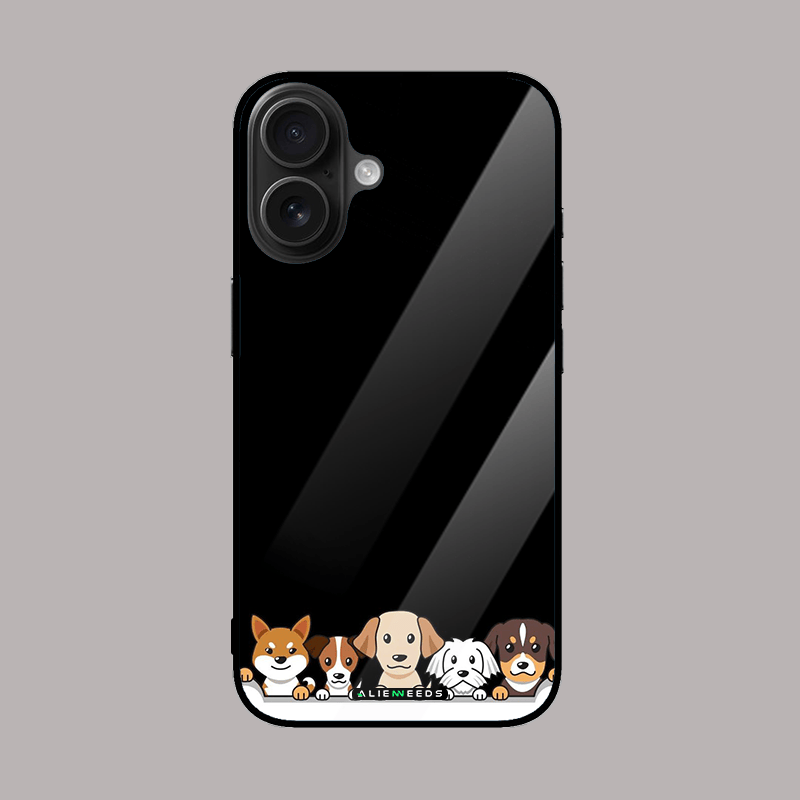 Cute puppy (black) mobile phone cover – adorable glass case.