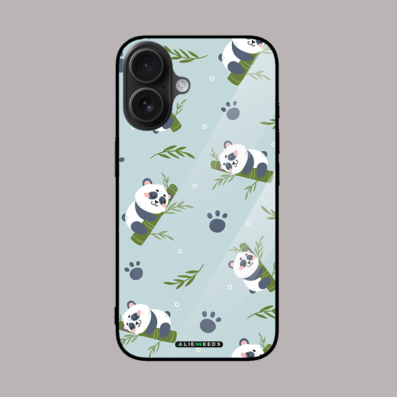 Panda sleeping on bamboo serene glass phone case by alienneeds – peaceful design.