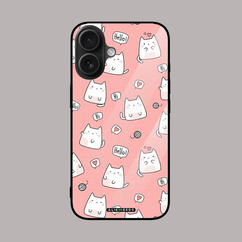 Cat with pink background glass case by alienneeds.