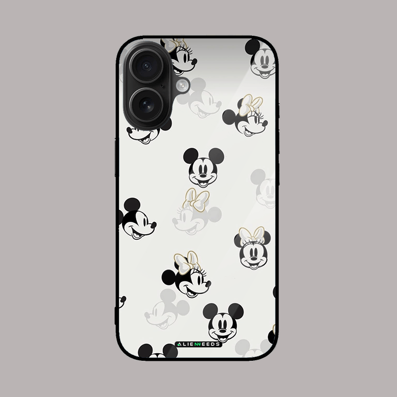 Black and white Mickey Mouse glass case by alienneeds – classic style.