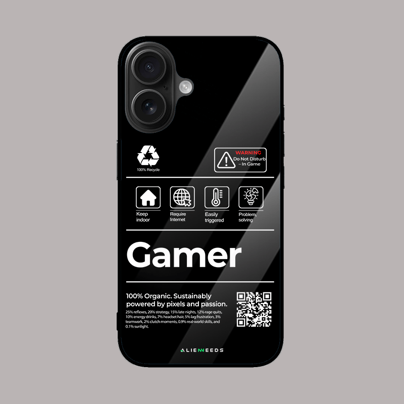 The Gamer glass phone case by alienneeds – gaming design.