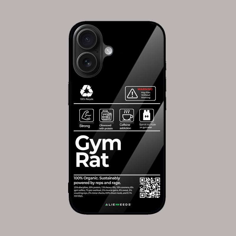 The Gym Rat mobile phone cover – sporty glass case.