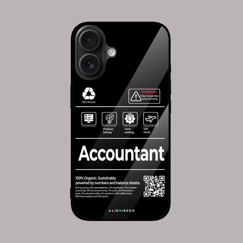 The Accountant glass phone case by alienneeds – professional style.