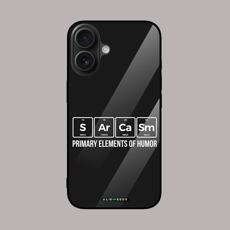 Sarcasm glass case – witty mobile cover.