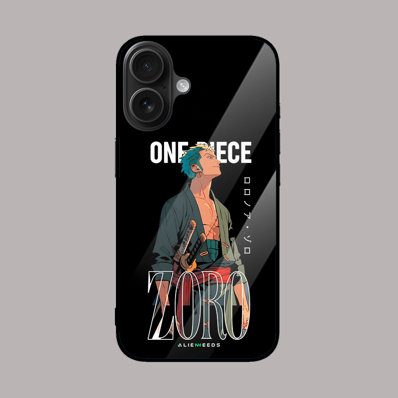 One Piece Zoro anime glass phone cover.