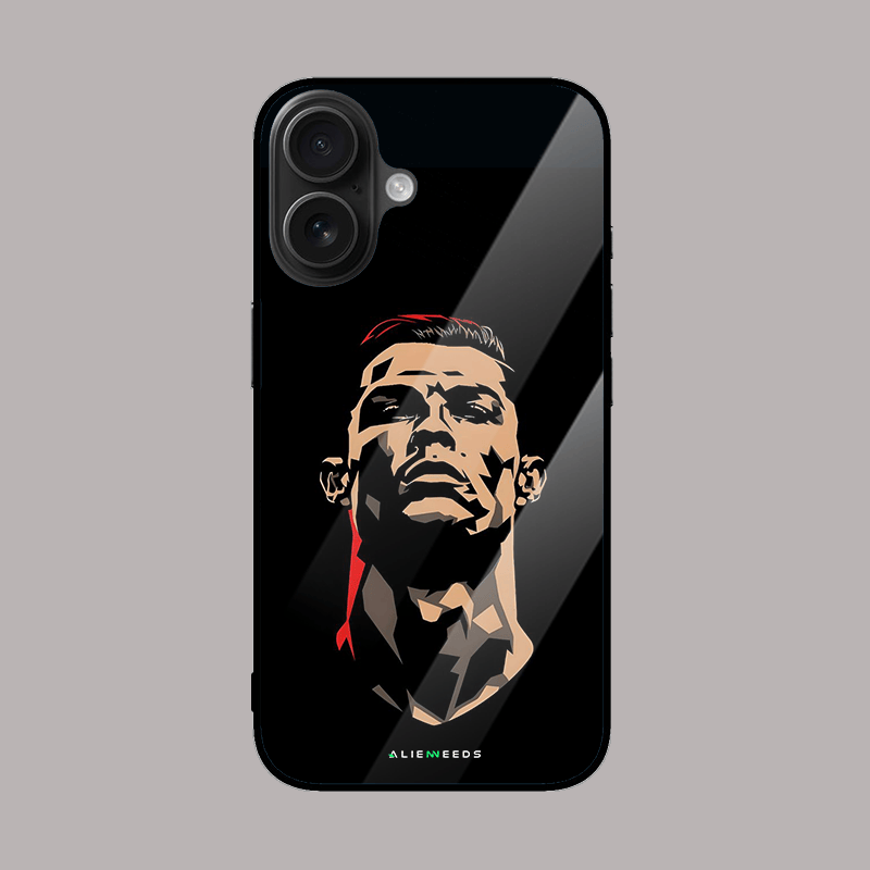 Ronaldo art mobile phone cover – football-themed glass case.