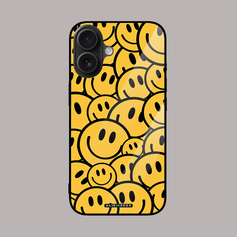 Smiley glass case – fun mobile phone cover by alienneeds.