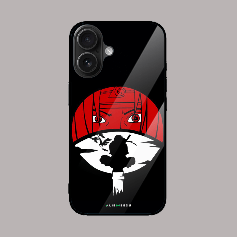 Itachi Uchiha with logo glass case – anime phone cover by alienneeds.