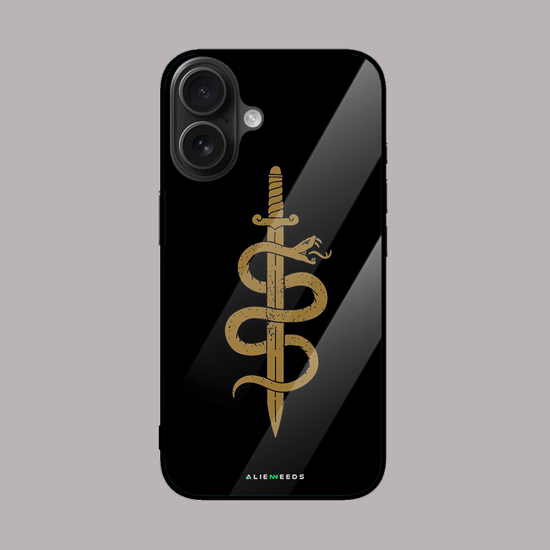 Sword and snake protective phone cover – edgy glass case by alienneeds.