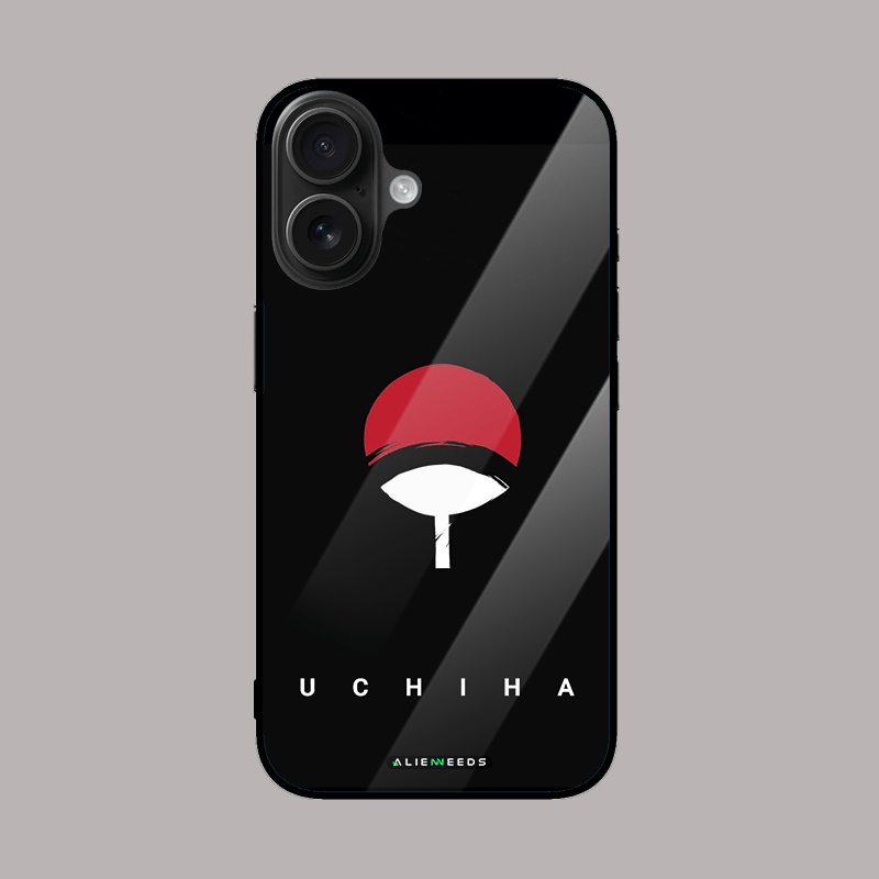 Uchiha Clan Symbol phone cover – iconic anime glass case.