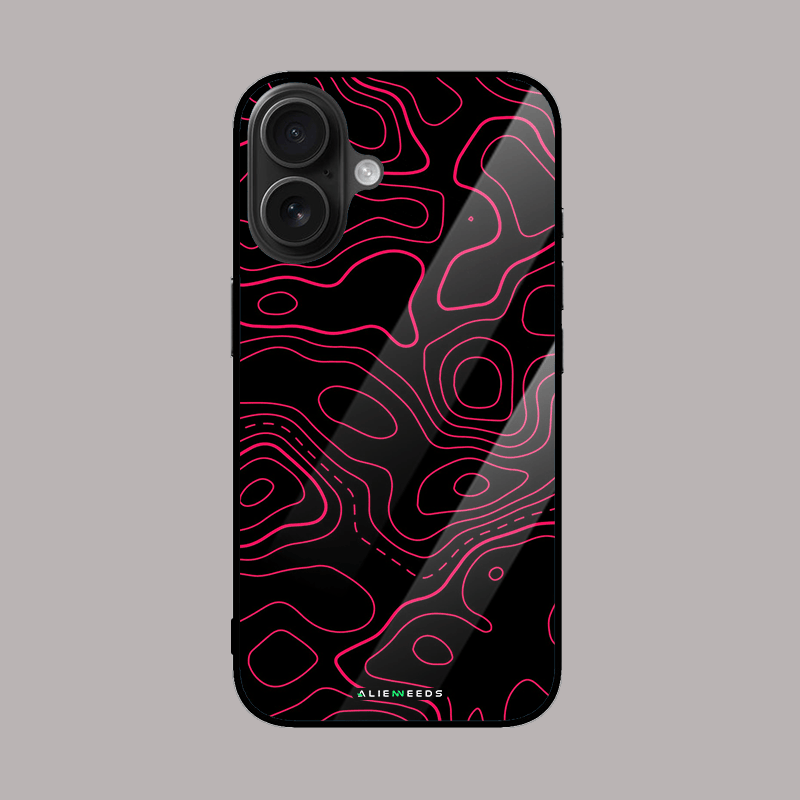 Pink topography mobile cover – trendy glass phone case.