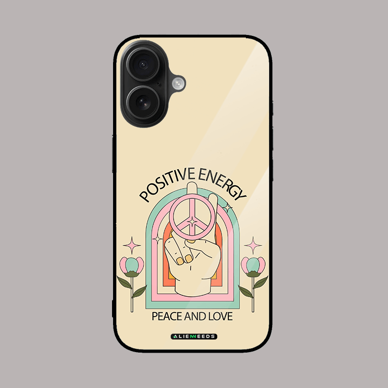 Positive Energy Pal radiant glass phone case by alienneeds – motivational design.