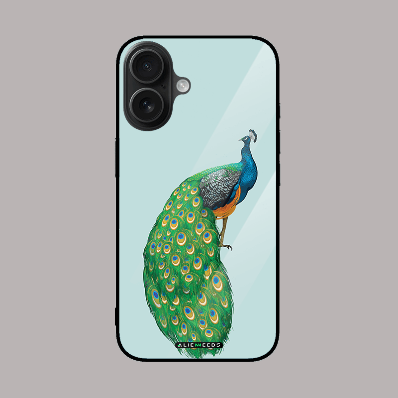 Peacock majestic glass case by alienneeds – regal mobile cover.
