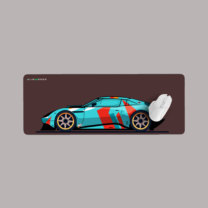 Red & Blue Pattern Racing Car Desk Mat & Gaming Pad