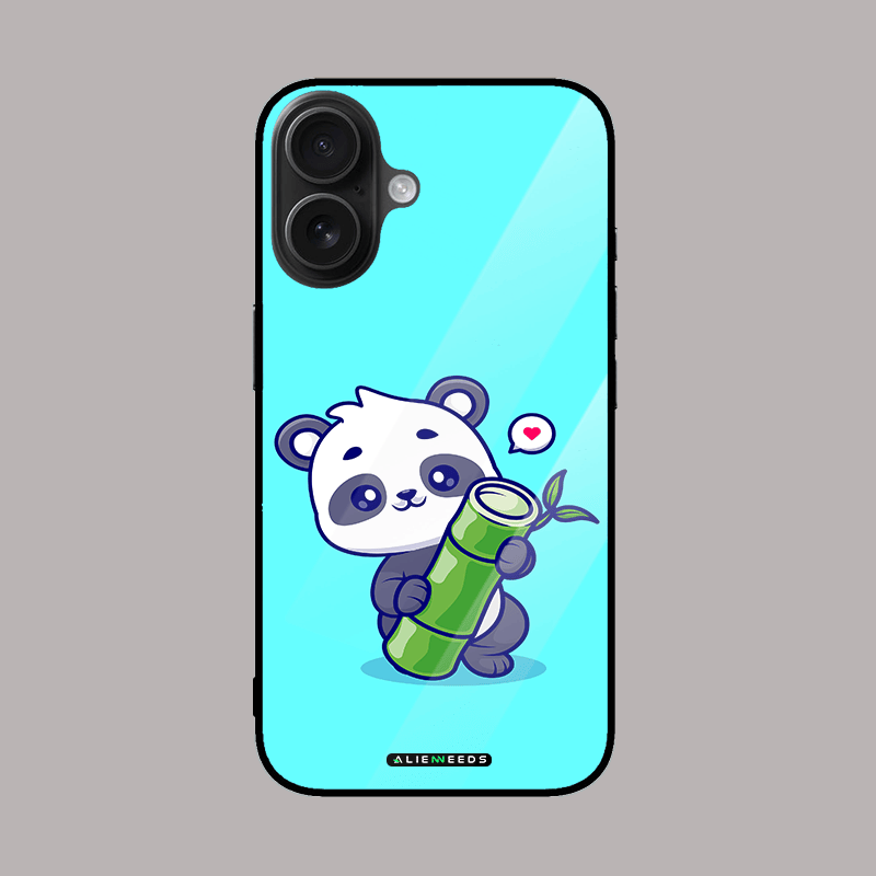 Zen bamboo panda charm glass phone case by alienneeds – calming design.