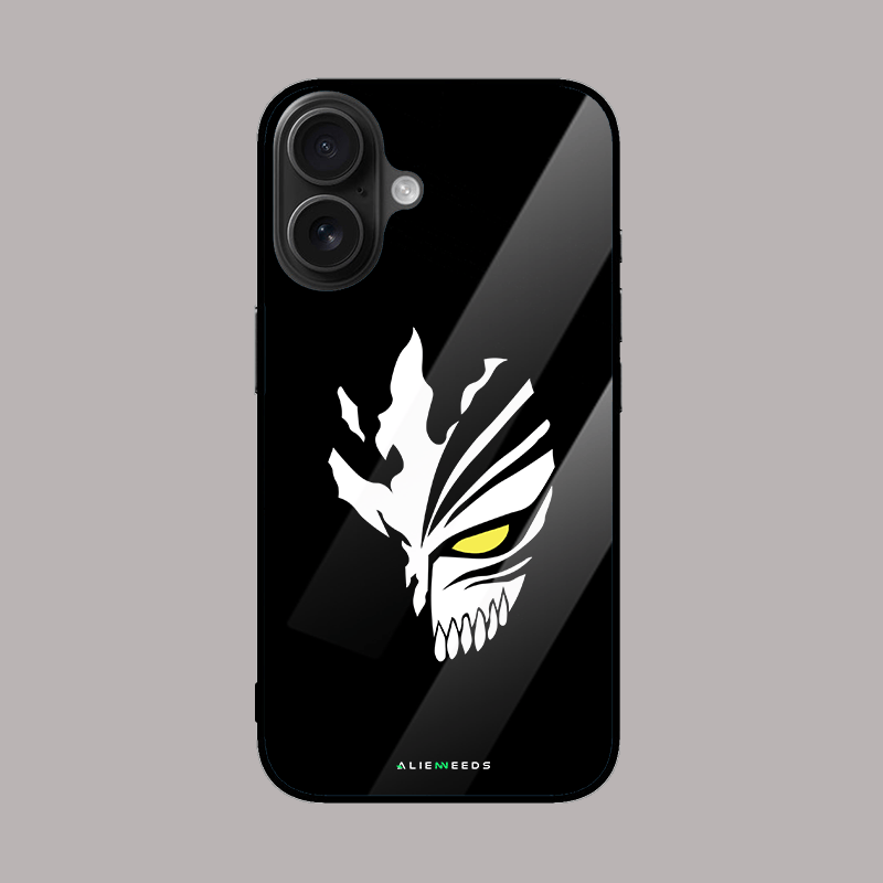 Ichigo Hollow Mask power glass phone case by alienneeds – anime inspired design.