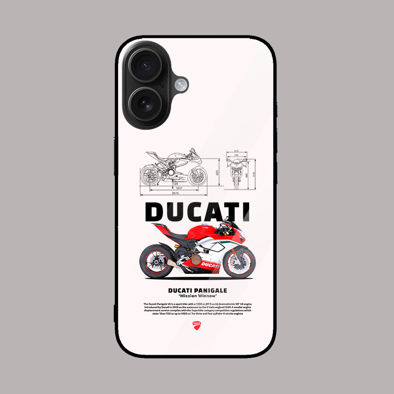 Ducati Panigale speed glass phone case – bold motorcycle design.