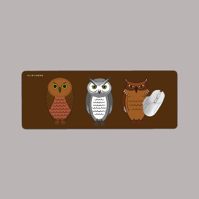White Centered Owl Desk Mat