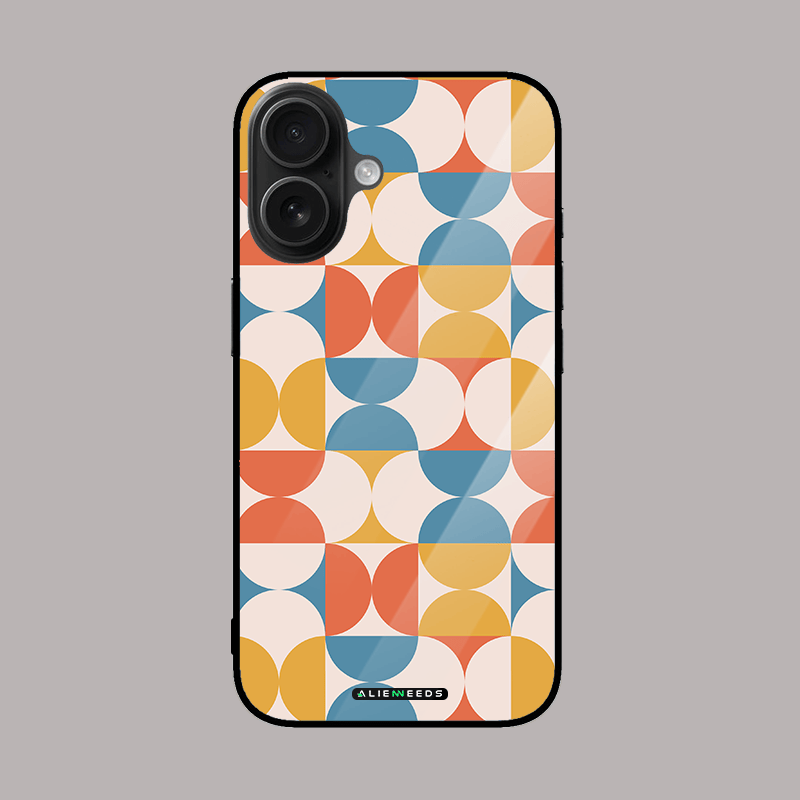 Semi-circle pattern glass phone case – modern design.