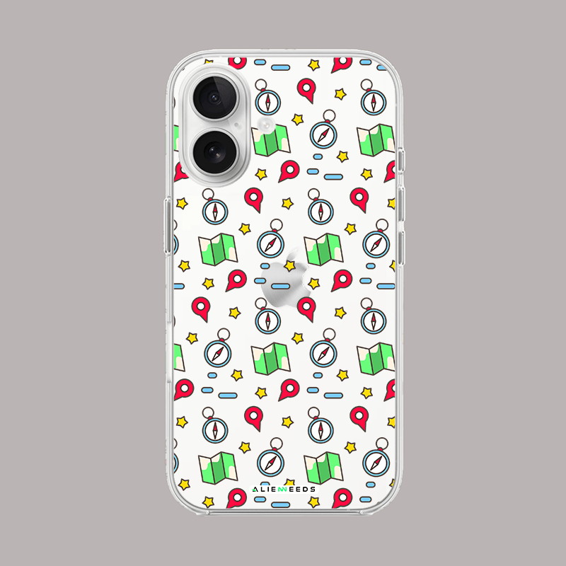 Travel pattern with maps adventurous clear silicone case by alienneeds – explorer design.