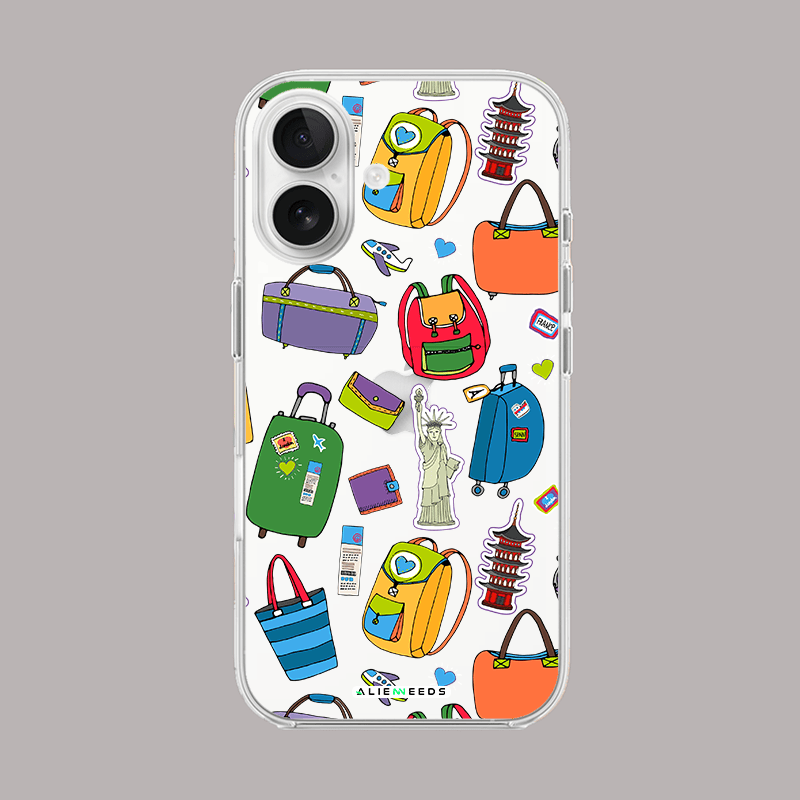 Travel pattern wanderlust clear silicone by alienneeds – adventurous style.