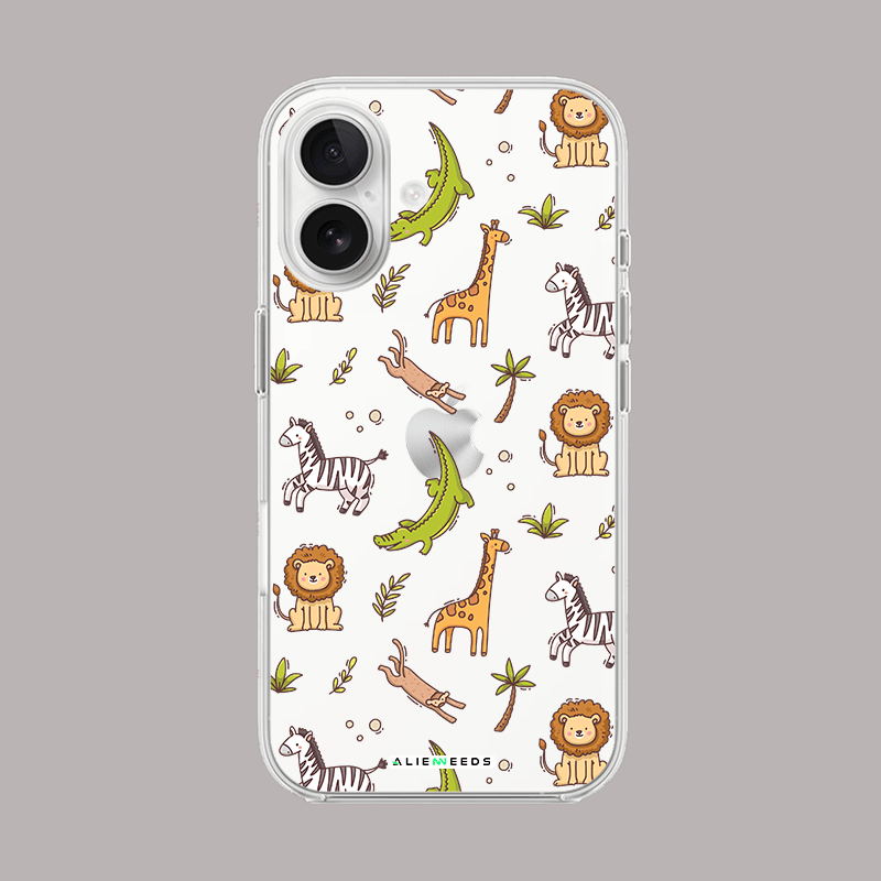 Wild life pattern natural clear silicone glass phone case – nature design.