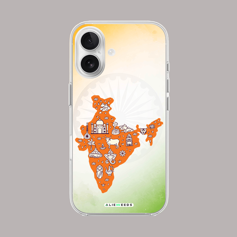 Republic India map patriotic clear silicone glass phone case – national pride.