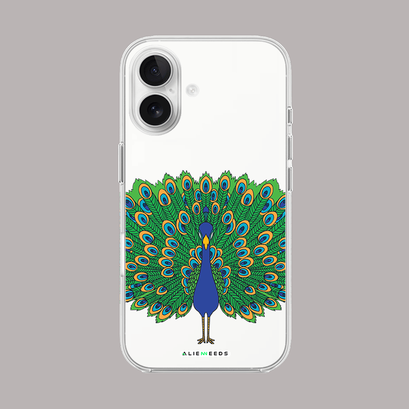 Peacock with feather open regal clear silicone – majestic design.