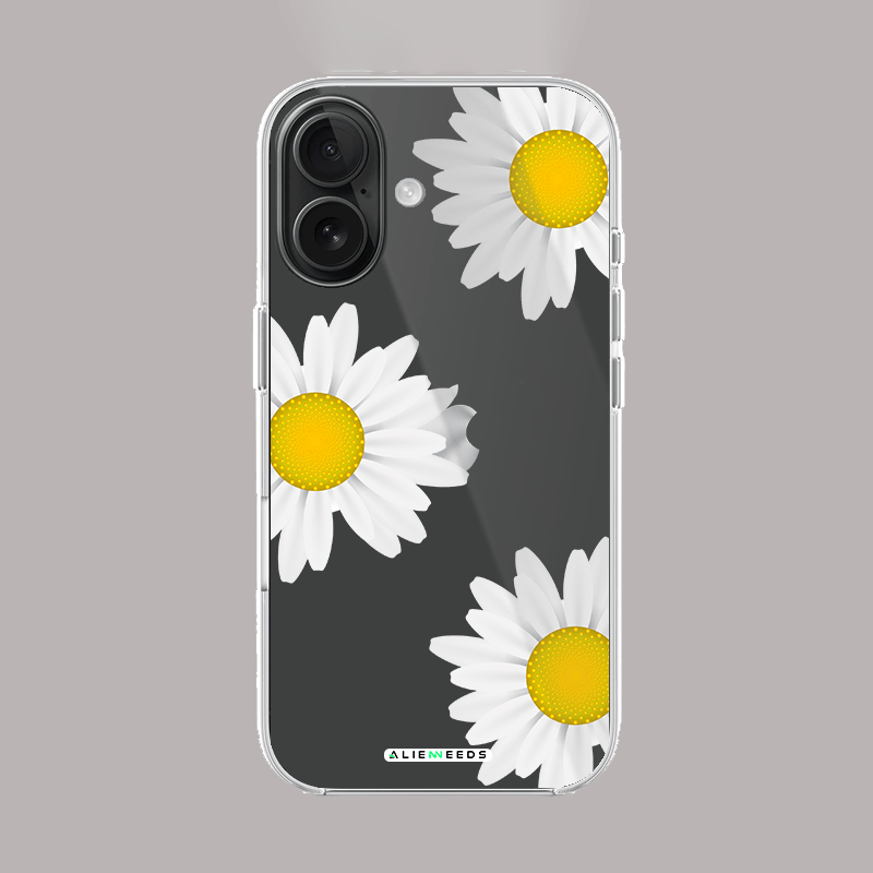 Big daisy bold clear silicone glass phone case by alienneeds – floral style.