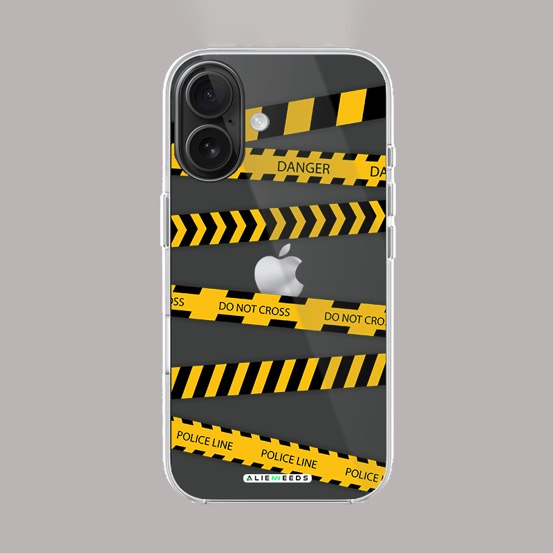 Danger do not cross hazard clear silicone phone case.