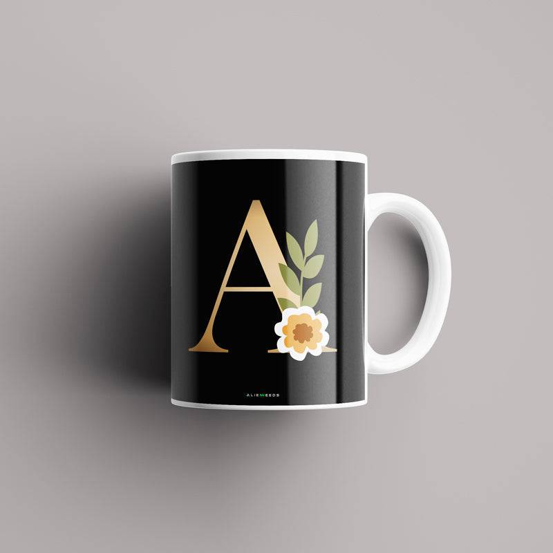 Aesthetic Black Alphabets Mug - Alienneeds.in