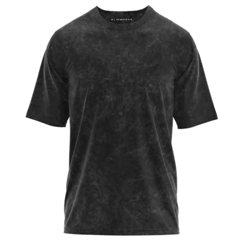 Black Oversized T-shirt with Acid-Wash Finish (Unisex) - Alienneeds.in