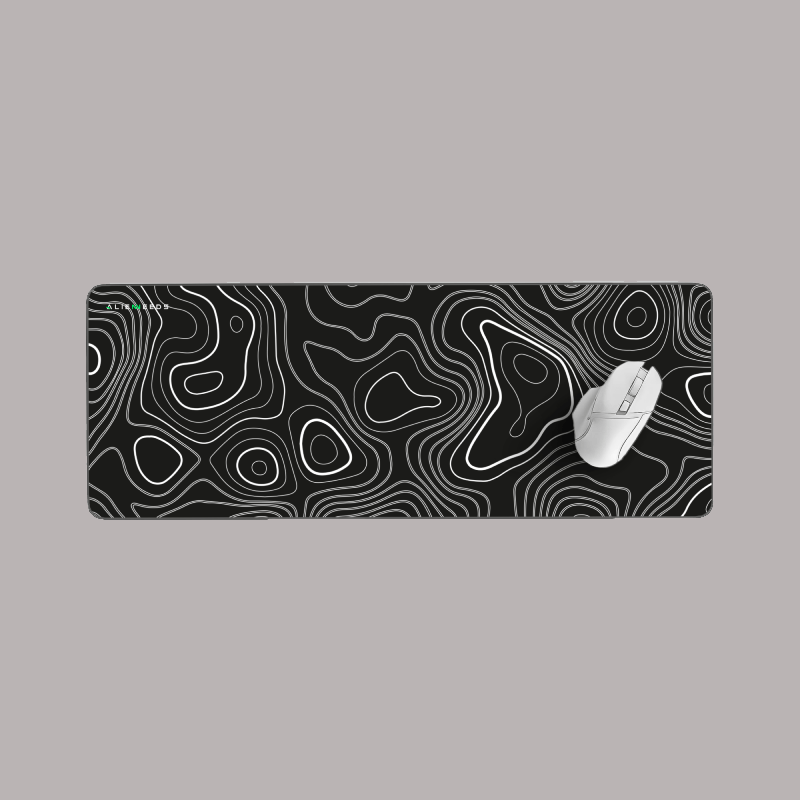 Black and White Topography Desk Mat - Alienneeds.in