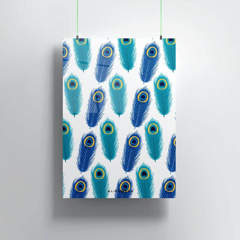 Evil Eye Peacock Feather Premium Metal Poster Wall Art - Alienneeds.in