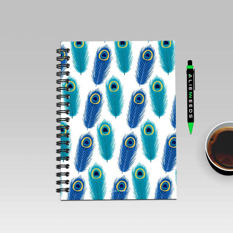 Evil Eye Peacock Feather A5 Wiro Notebook - Alienneeds.in