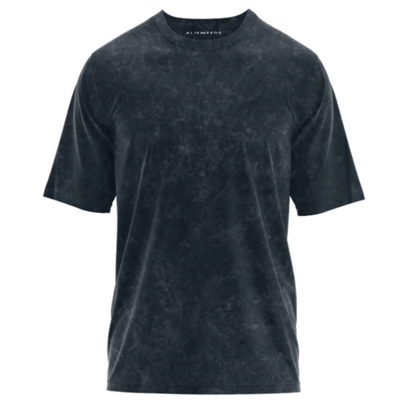 Navy Blue Oversized T-shirt with Acid-Wash Finish (Unisex) - Alienneeds.in