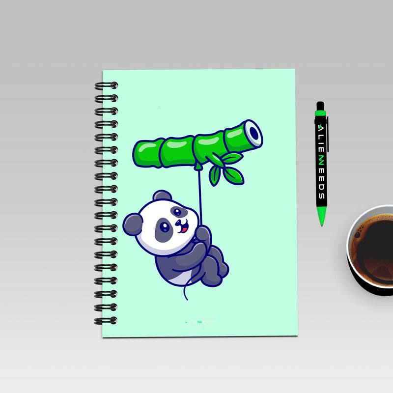 Panda Hanging with Bamboo A5 Wiro Notebook - Alienneeds.in