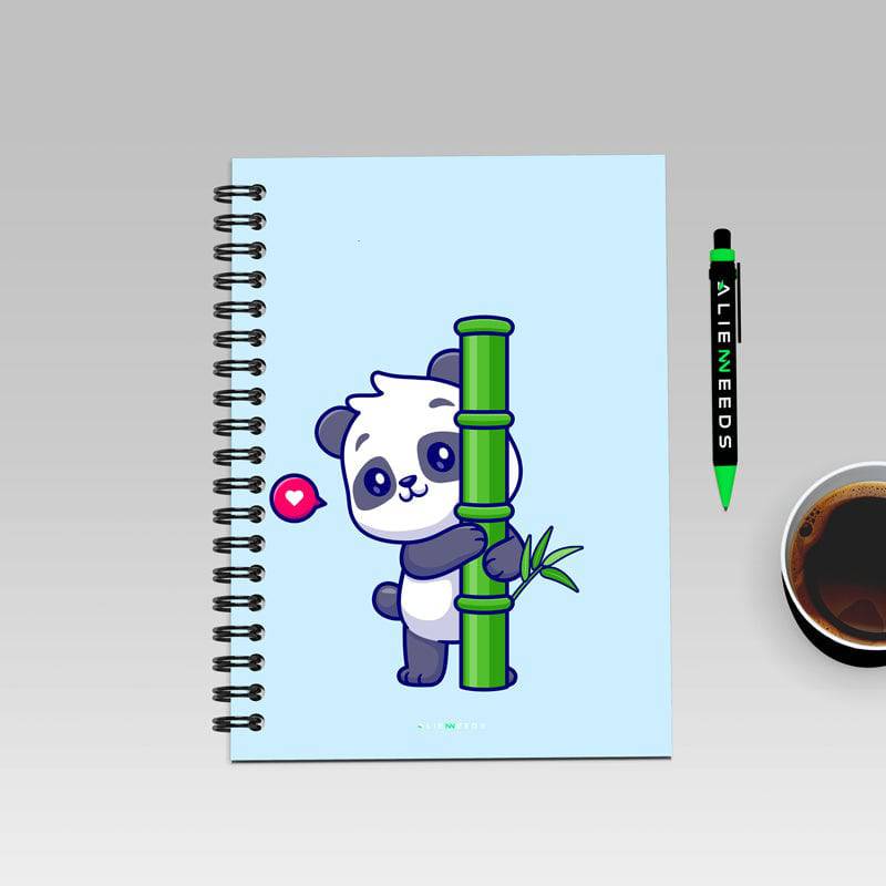 Panda Hugging Bamboo A5 Wiro Notebook - Alienneeds.in