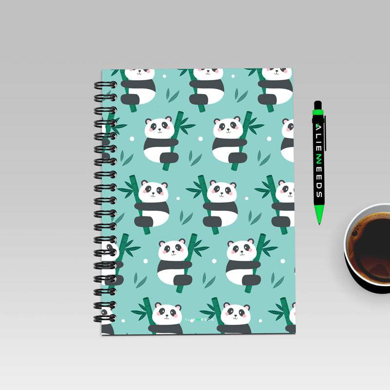 Panda Pattern with Bamboo A5 Wiro Notebook - Alienneeds.in