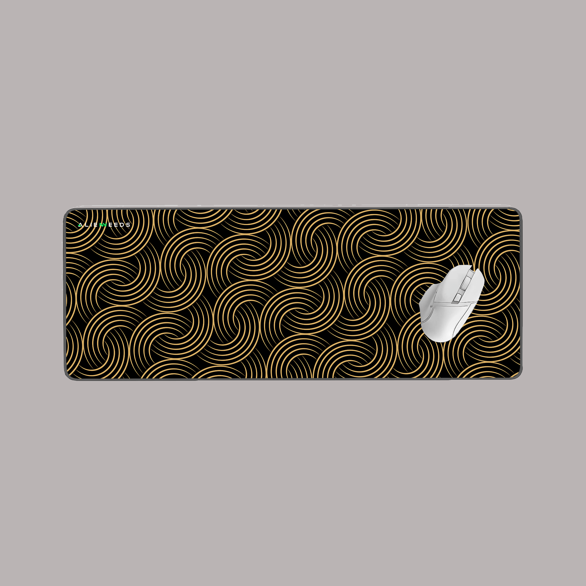 Abstract Golden Line Desk Mat & Gaming Pad - Alienneeds.in