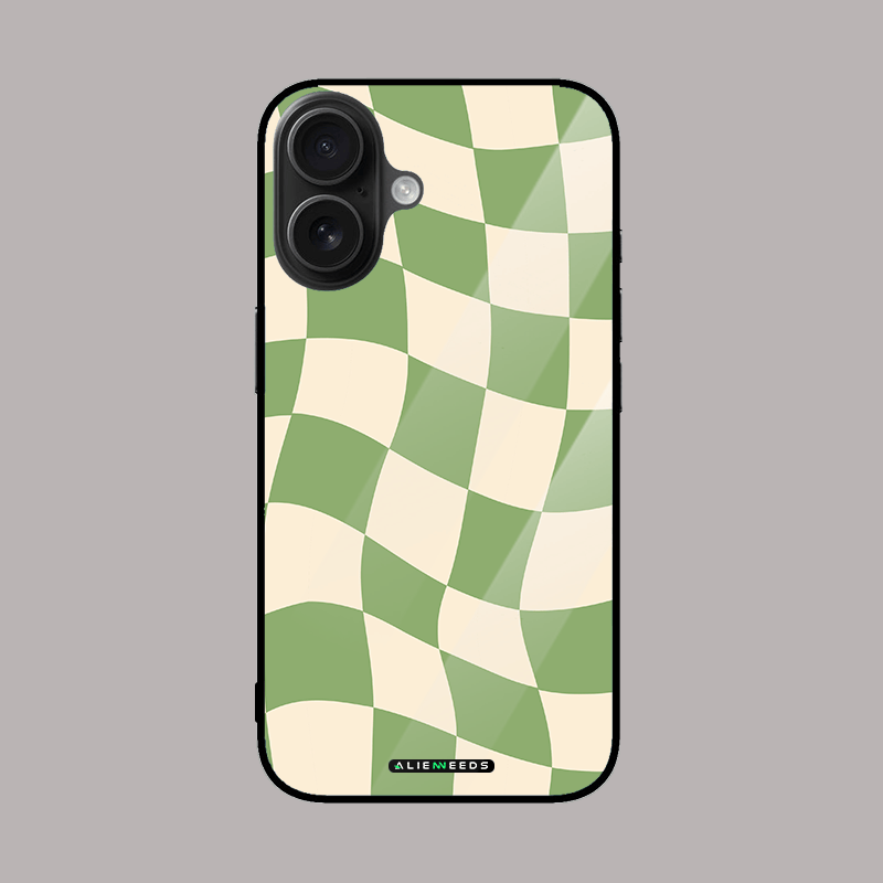 Green and white abstract pattern mobile cover by alienneeds.