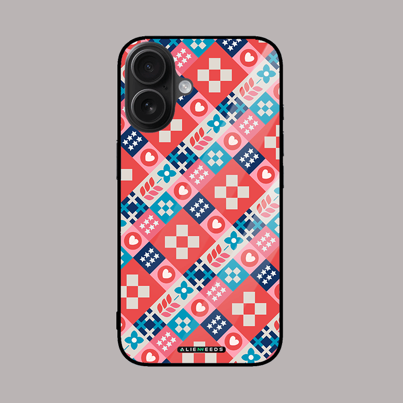 Geometric shapes with limited colors glass case by alienneeds.