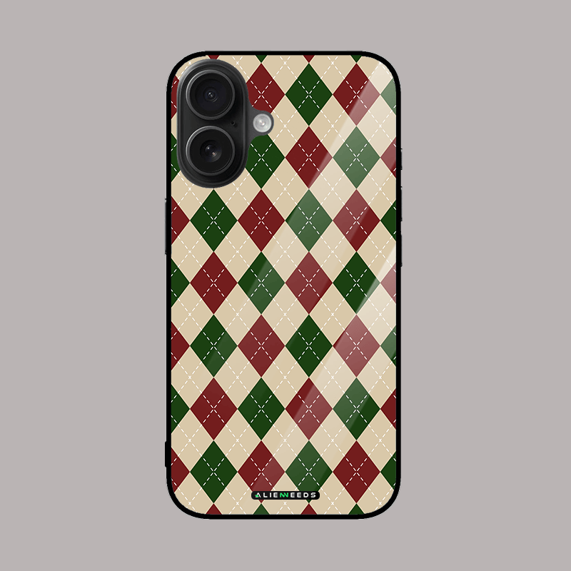 Triple-color diamond argyle pattern mobile cover.