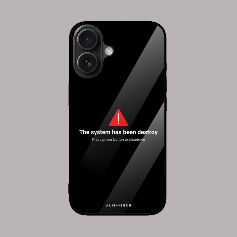 The system has been destroyed glass case – tech-inspired cover.