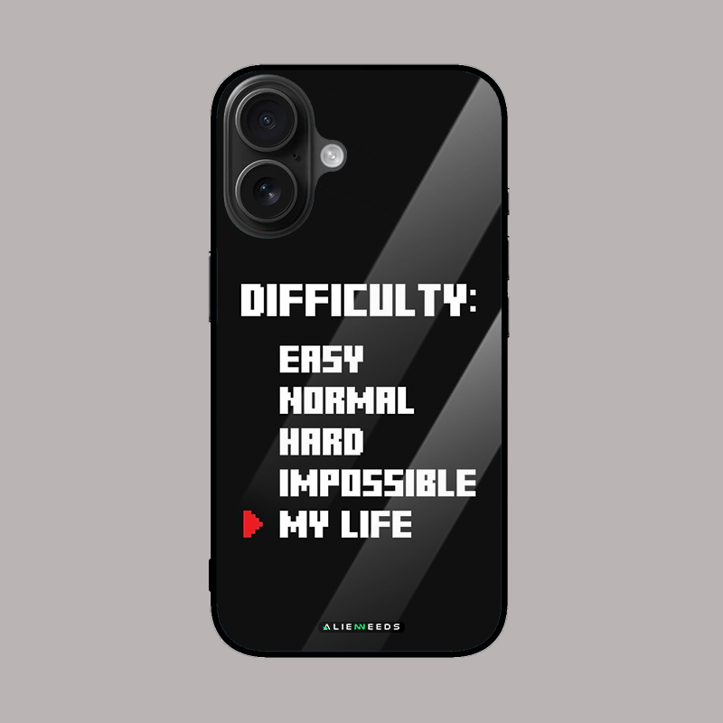 Difficulty motivational glass phone case by alienneeds.