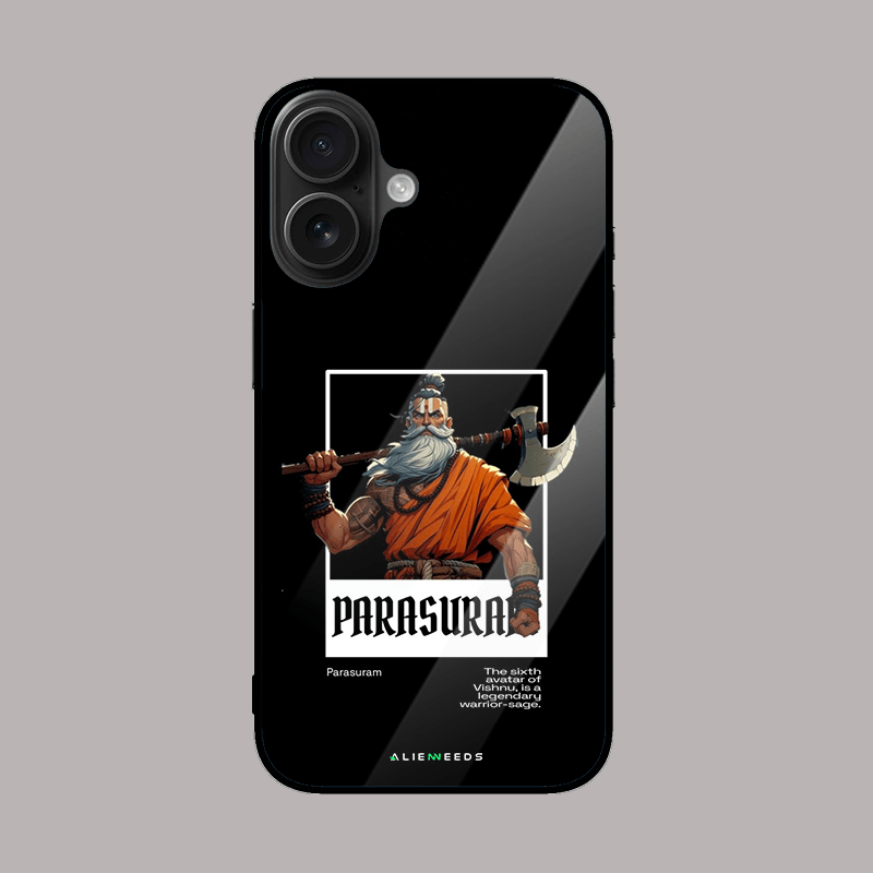 Parasuram the legend glass case – mythological mobile cover.